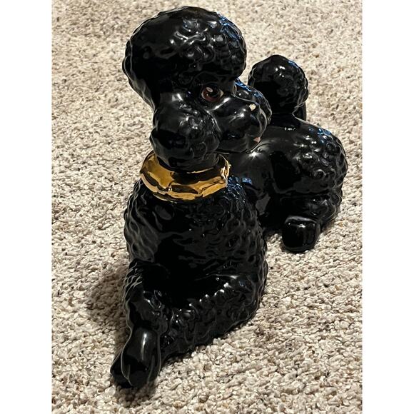 Black Poodle Ceramic Gold Gilt Vtg MCM Atlantic Mold - Picture 6 of 15